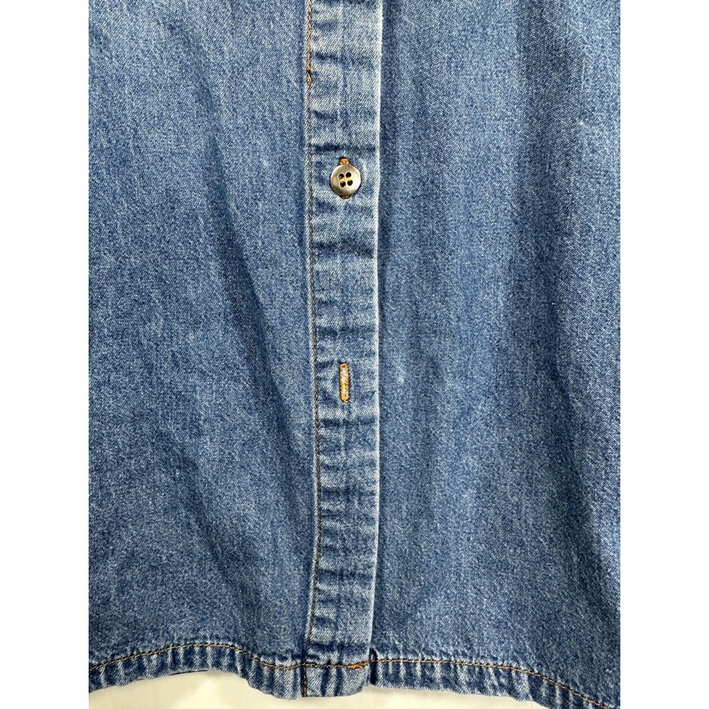 Vintage Together Chambray Embroidered Teddy Bears Shirt Sz XL Trees Button Up - Picture 6 of 11